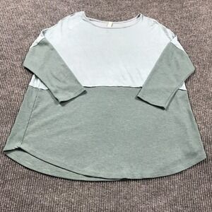 MTS Shirt Womens Large L Blue Long Sleeve Loose Flow Stretch Lightweight‎ Casual